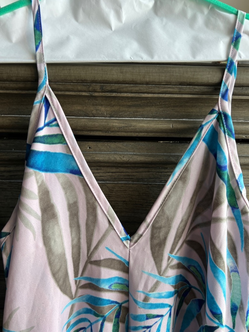 Festival/Beach Ready Tropical Blue & Green Palm Leaf Print Maxi